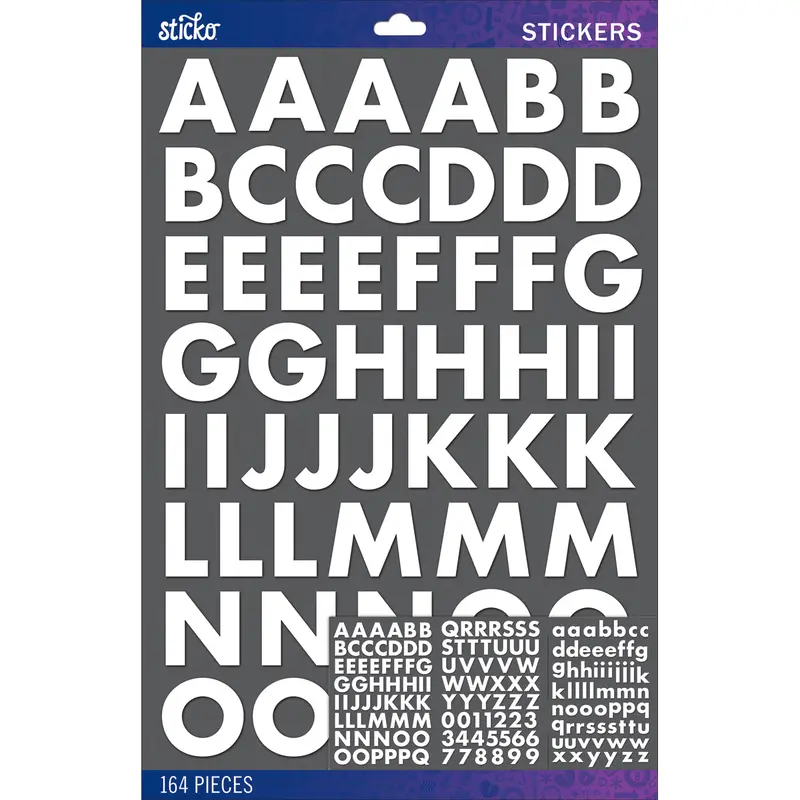 WHITE BOLD LARGE ALPHABET STIC