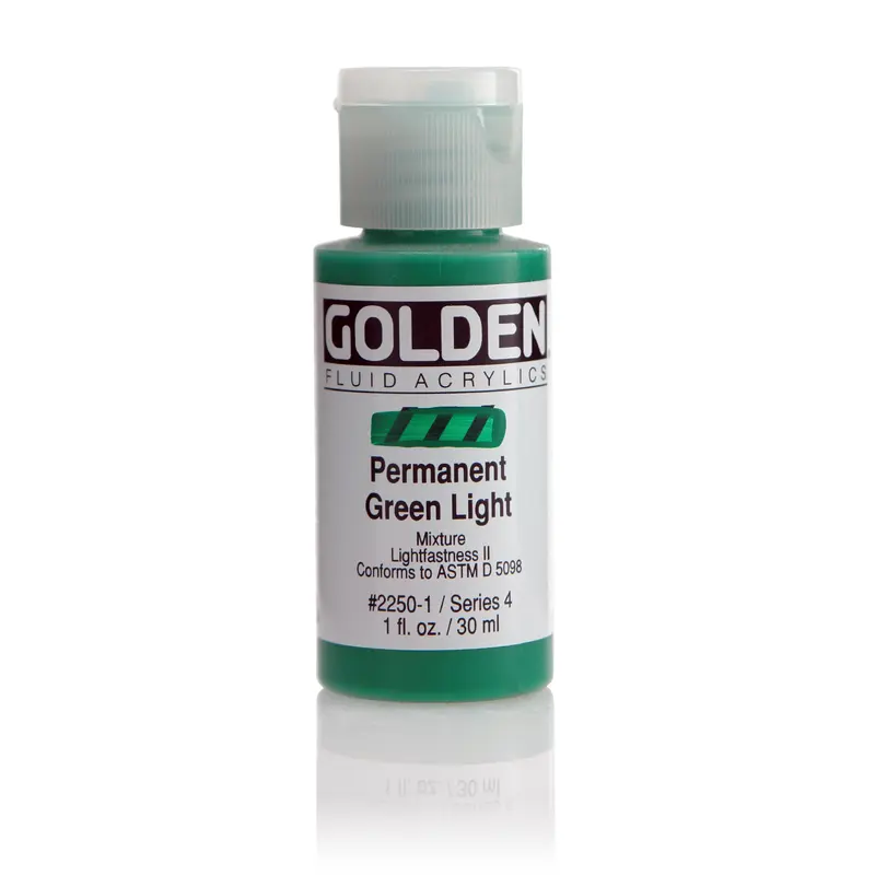 GOLDEN FLUID ACRYLIC PERM.GREEN LT. 1 OZ