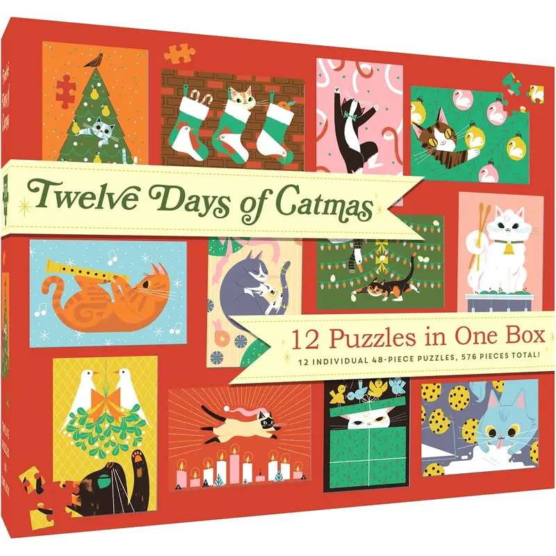 12 PUZZLES IN ONE BOX: TWELVE DAYS OF CATMAS - CHRONICLE BOOKS