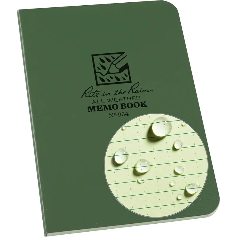 ?Rite in the Rain Weatherproof Soft Cover Pocket Notebook, 3 1/2" x 5", Green