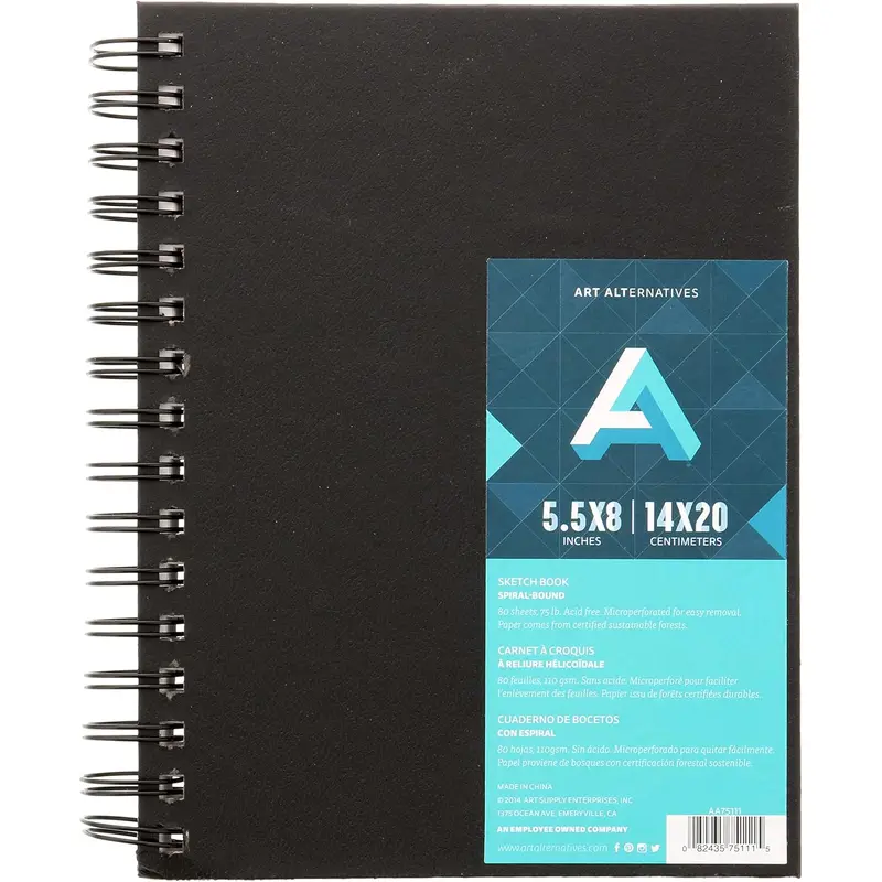 Art Alternatives Spiral-Bound Sketch Book, 5.5 in x 8 in
