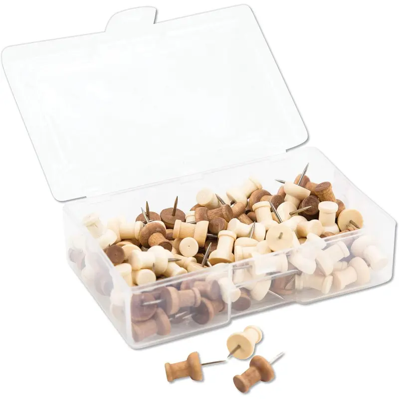 WOOD PUSH PINS ASST