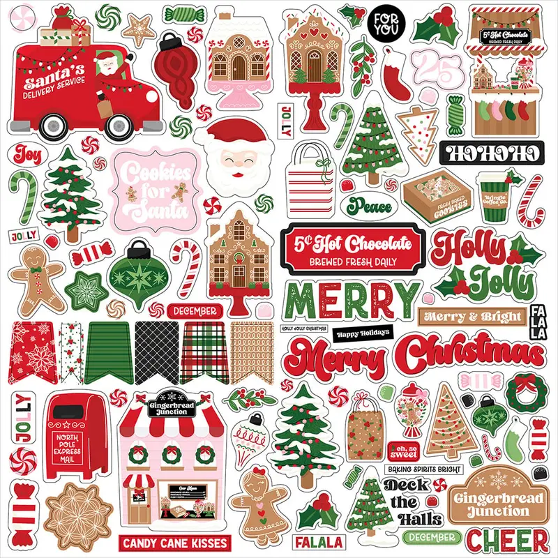 12X12 SANTA CARDSTOCK STICKERS