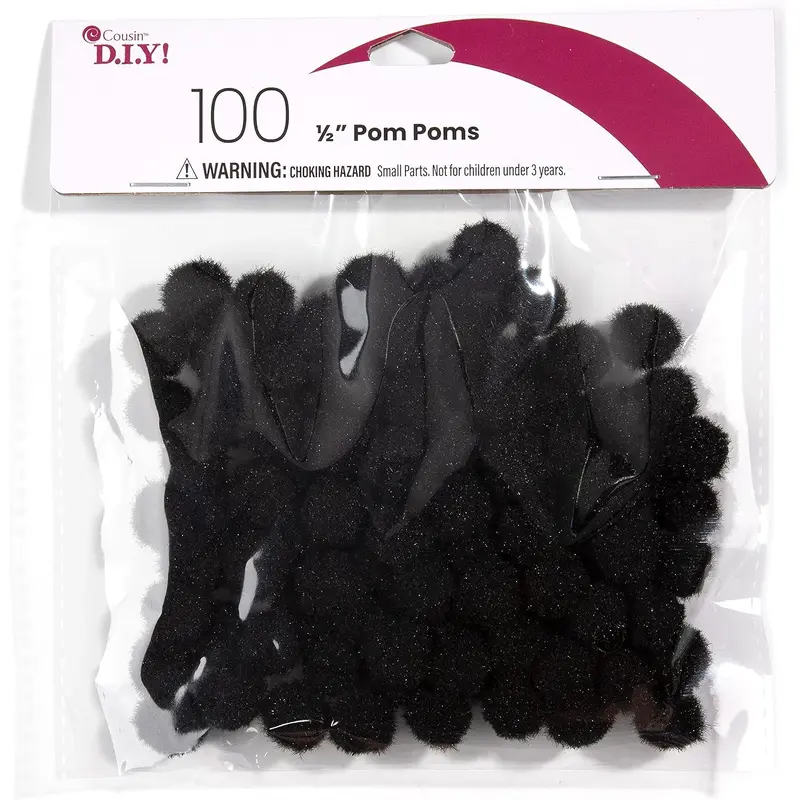 .5" BLACK POM POMS