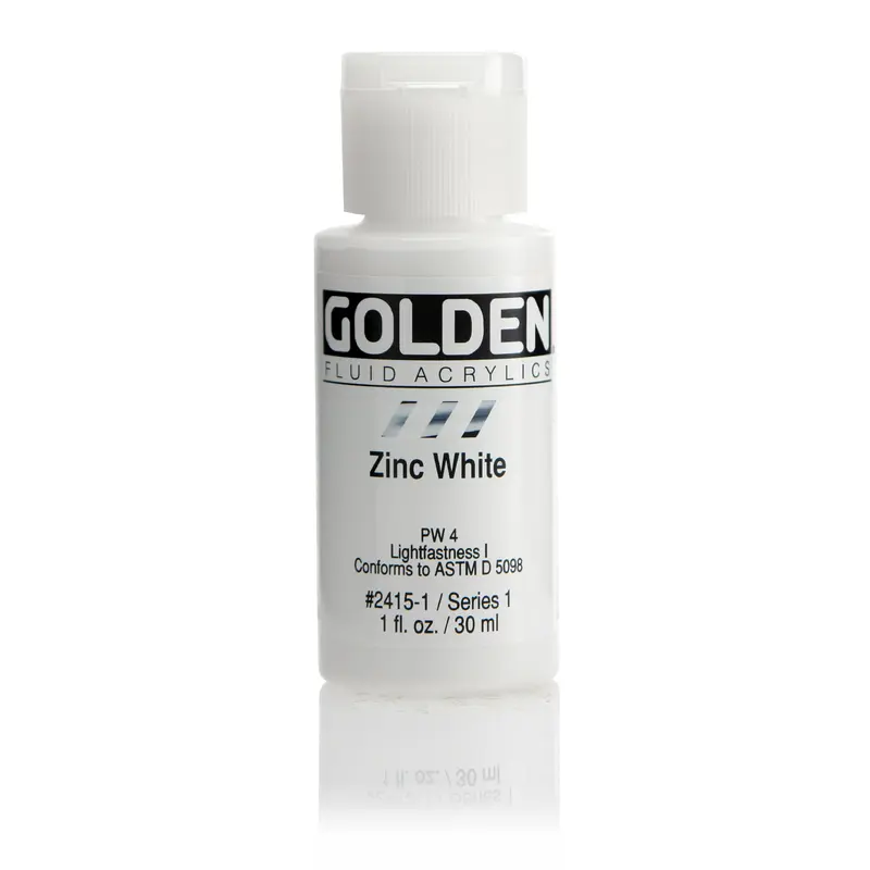 FLUID ACRYLIC PAINT ZINC WHITE 1OZ