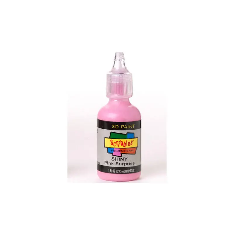 SCRIBBLES SHINY PINK SUPRISE 1OZ FABRIC PUFF PAINT