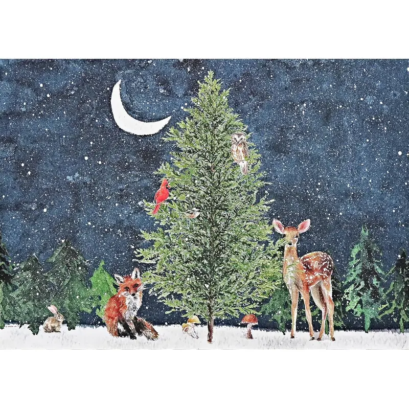 XMAS CARDS MOONLIT FOREST FRIE