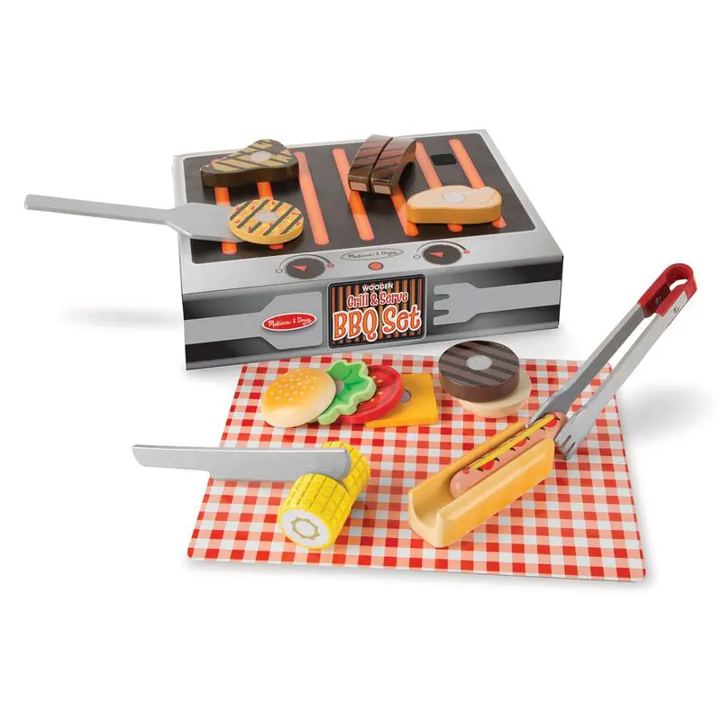 Wooden Grill And Serve Bbq Set