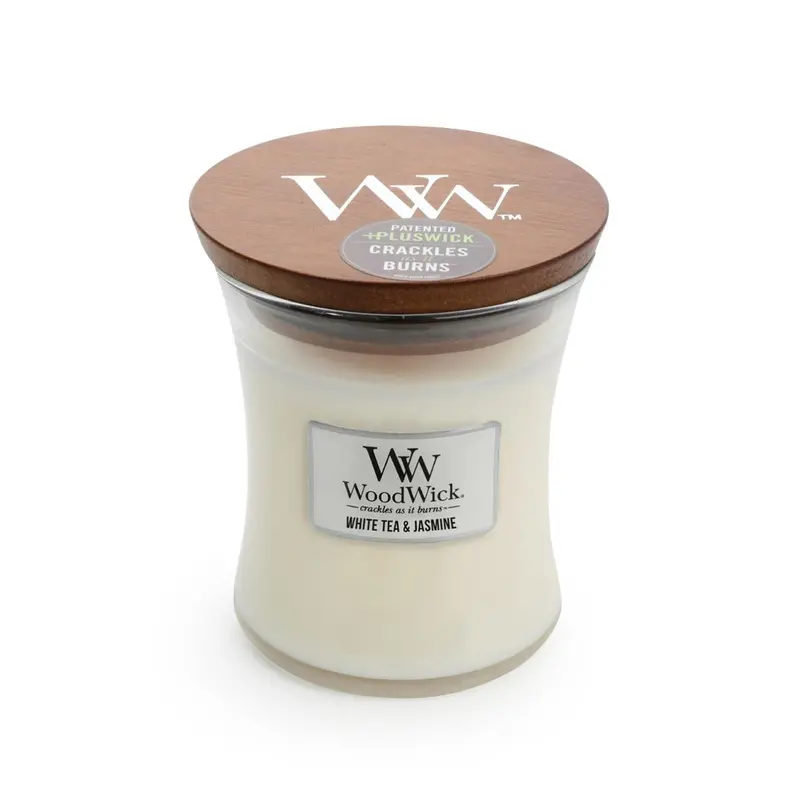 WOODWICK WHITE TEA AND JASMINE 9.7OZ CANDLE