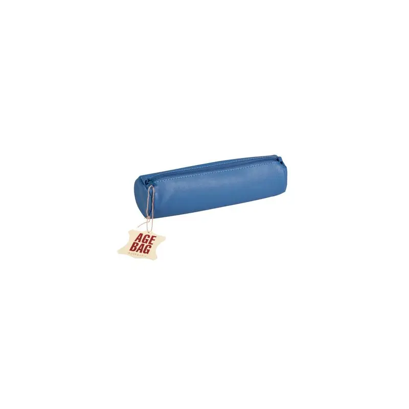 PENCIL CASE ROUND LEATHER AGE BAG BLUE-77023