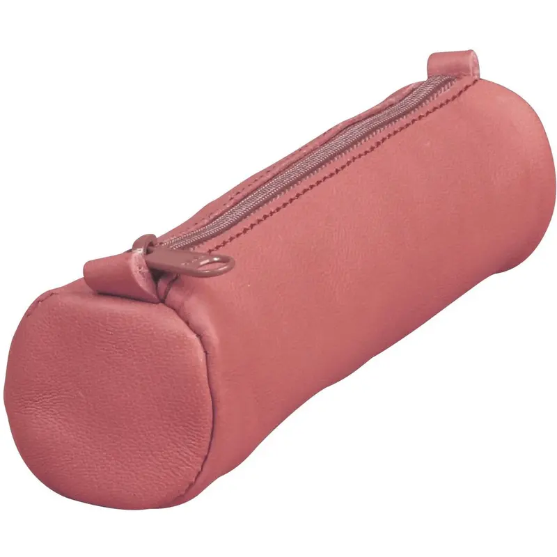 PENCIL CASE ROUND LEATHER AGE BAG PINK-77020
