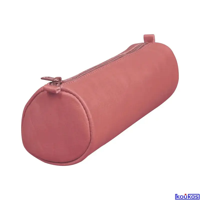PENCIL CASE ROUND LEATHER AGE BAG PINK-77021