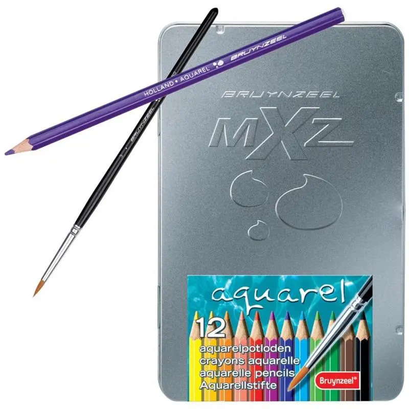 Bruynzeel-Color Pencil Aquarellie 12 Metal Case-3540M12