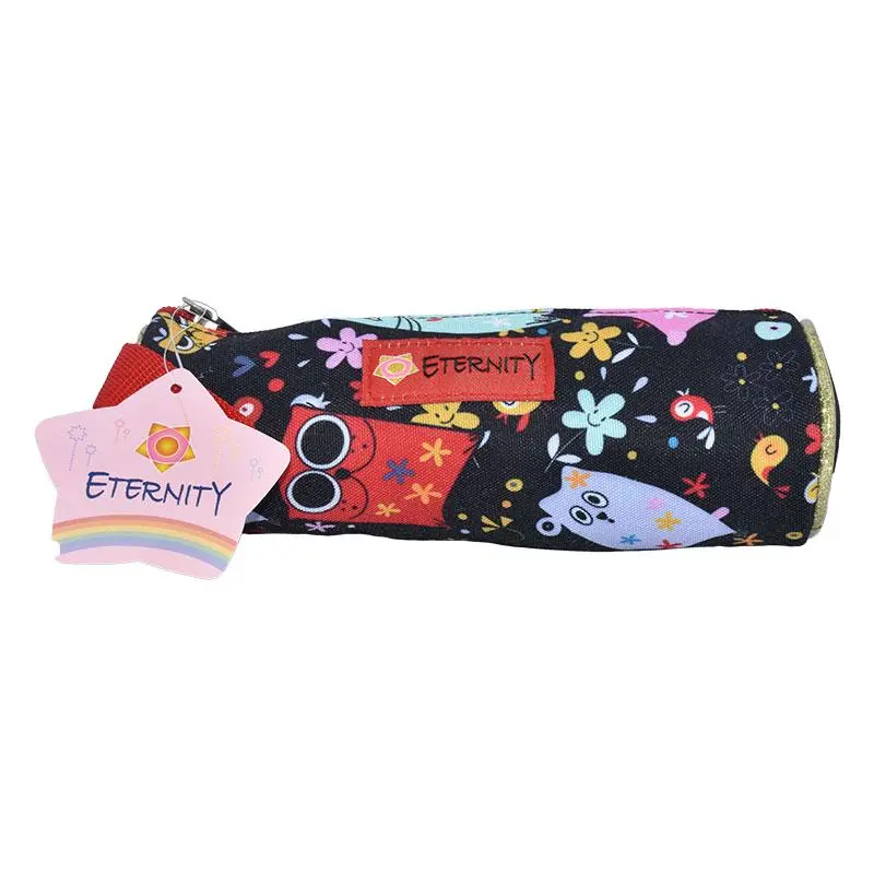 Pencil Case Round Black Stars