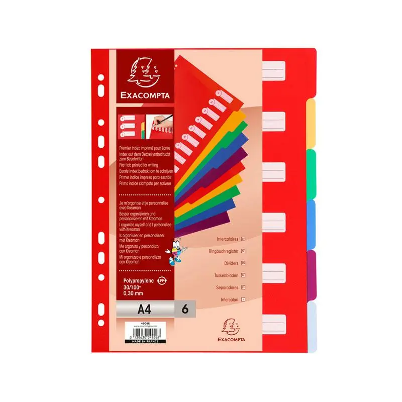 File Divider A4 6 Tabs Rigid