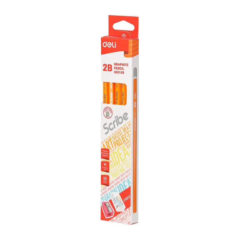 Graphite Pencil 2B W/Eraser 10Pcs-U51109