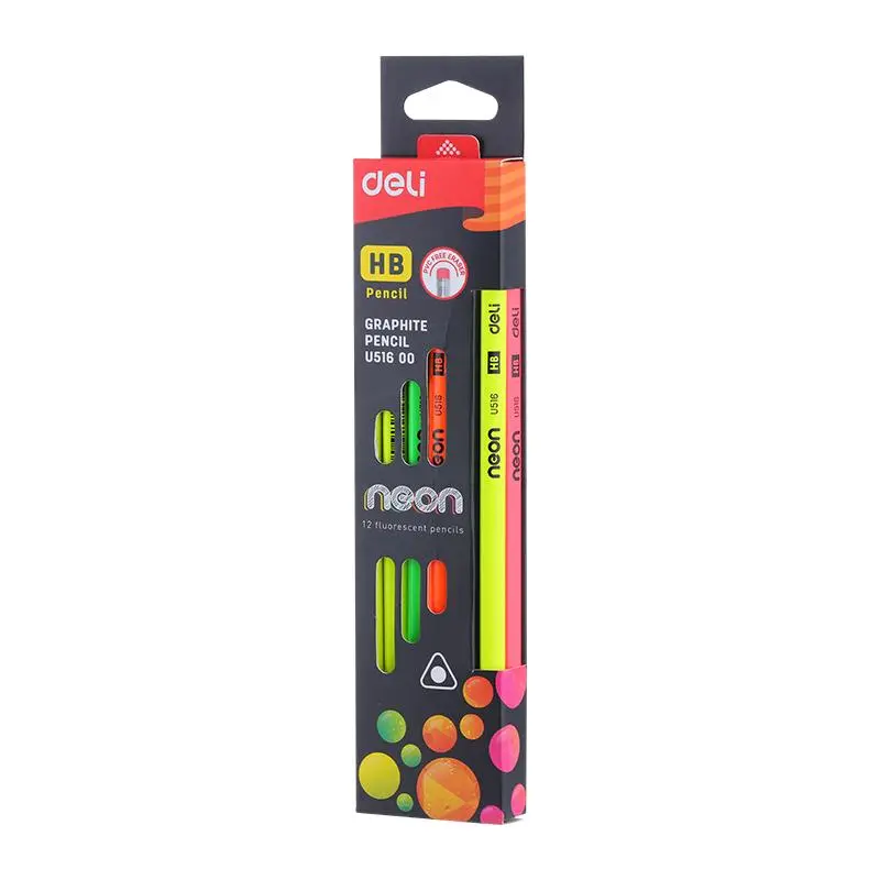 Graphite Pencil Hb W/Eraser 12Pcs Neon-U51600
