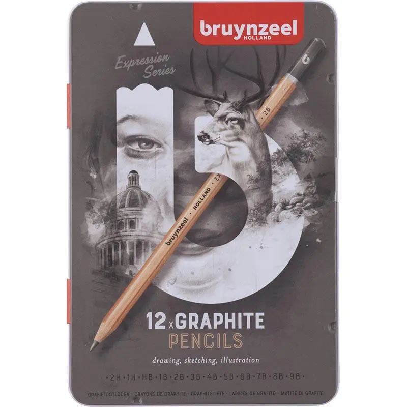 Bruynzeel-Graphite Pencil 12Color In Metal Case-60311012