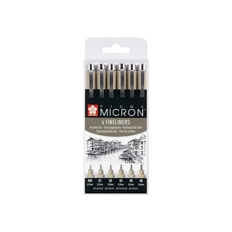 Sakura-Pigma Micron Fineliner 6 Pieces-PO(XSDK-6)