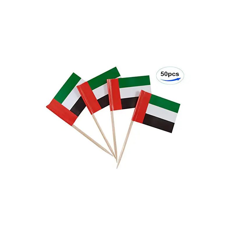 UAE Flag Paper With Stick 4x5cm 50 Pieces Pack