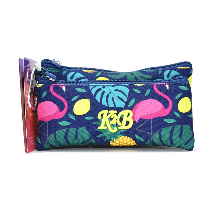 Pencil Case Flat 2 Compartment Pineapple/Flamingo-K20-G4-PC