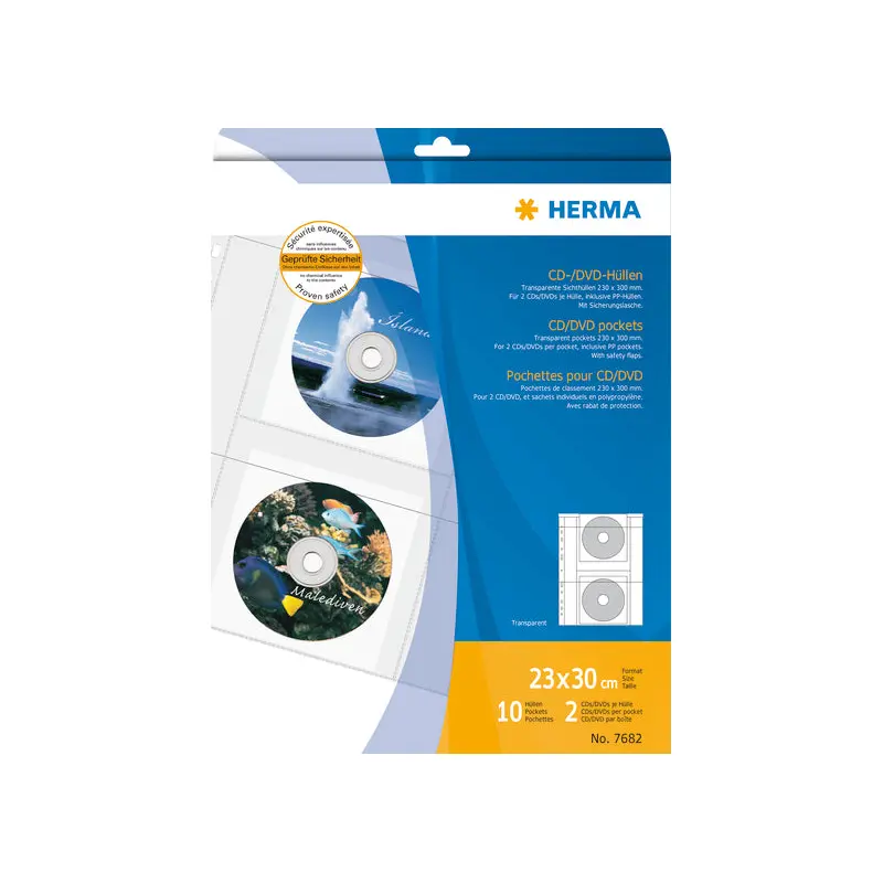 Herma-CD Pockets Packet of 10 - 7682