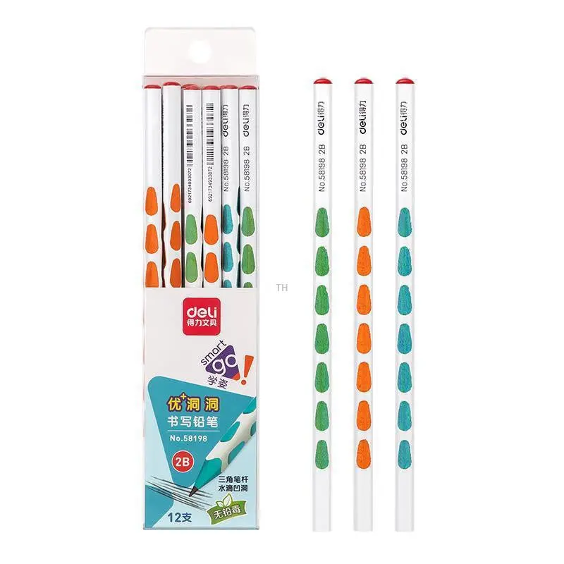 Deli-Pencil 2B Colored Groove 12 Pieces-58198