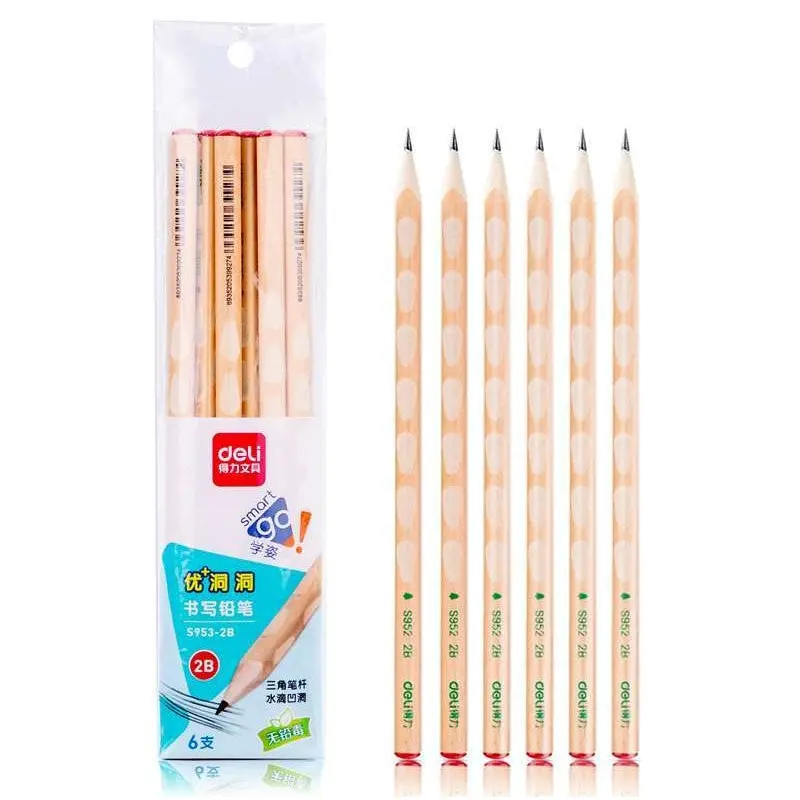 Deli-Pencil 2B Wood Grain Groove 12 Pieces-S952-2B