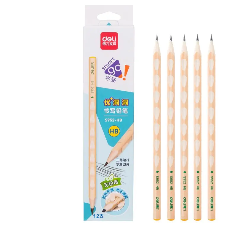 Deli-Pencil HB Wood Grain Groove 12 Pieces-S952-HB