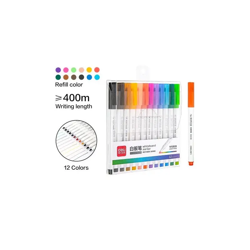 Deli-White Board Marker 12 Color Set-S506