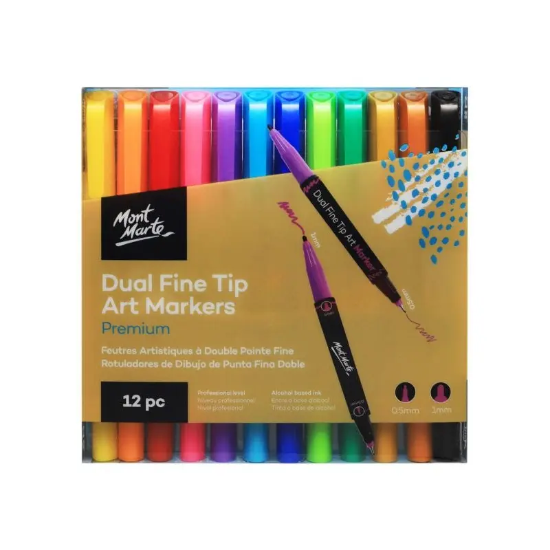 Mont Marte-Art Marker Dual Fine 12 Pieces Alchohol Ink-MMPM0040