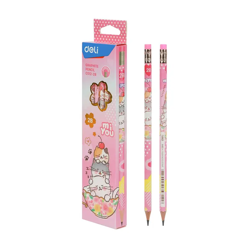 PENCIL 2B W/ERASER 12PCS MIYOU-C012-2B-