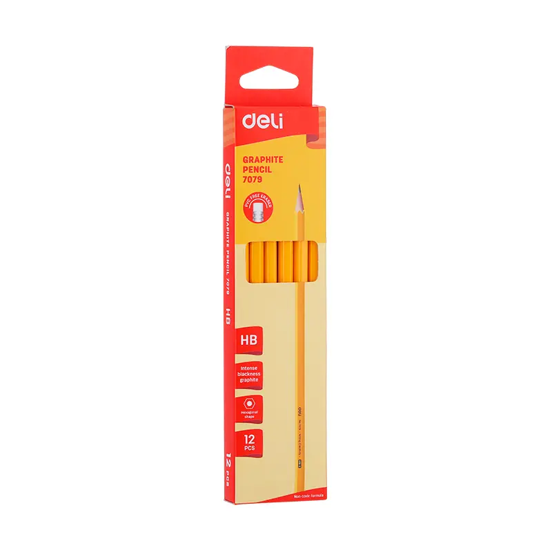Pencil HB W/Eraser 12 pieces Yellow Body-7079