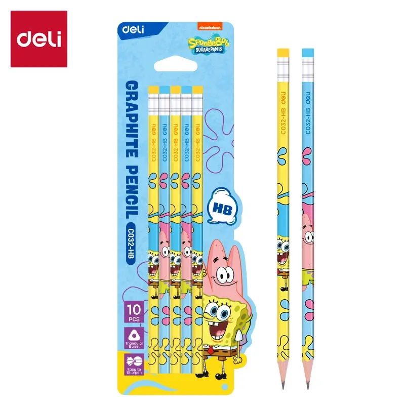 PENCIL HB W/ERASER 10PCS SPONGE BOB-C032-HB