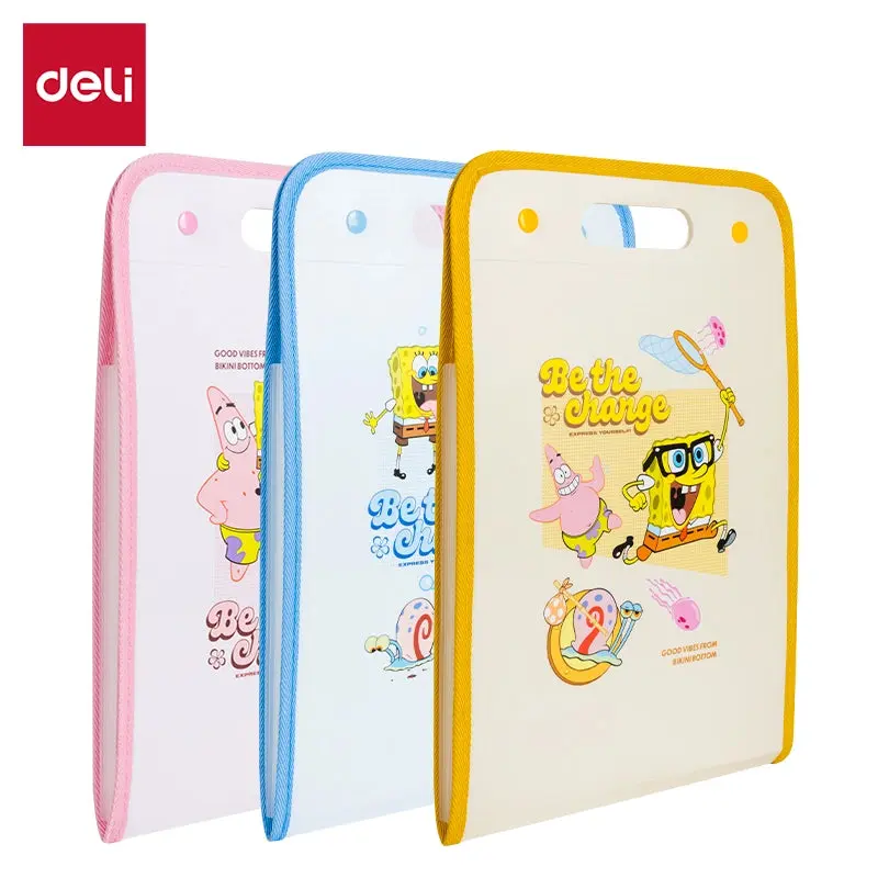 DELI-EXPANDABLE FILE A4 7PART SPONGEBOB-F611-ASSORTED COLOR