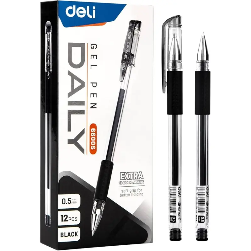 DELI-GEL PEN 0.5 BLACK-PACK OF 12 PCS