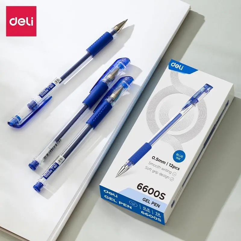 DELI-GEL PEN 0.5 BLUE-6600S-BL-PACK OF 12 PCS