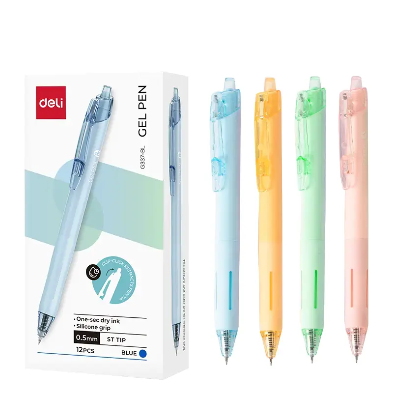 DELI-GEL PEN 0.5 BLUE-G337-BL PACK OF 4 PCS