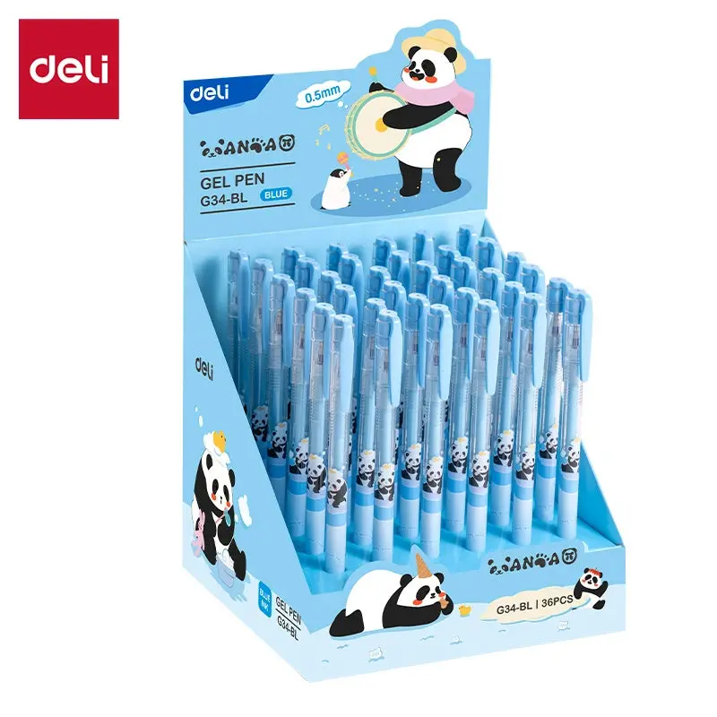 DELI-GEL PEN 0.5 PANDA BLUE-G34-BL PACK OF 6 PCS