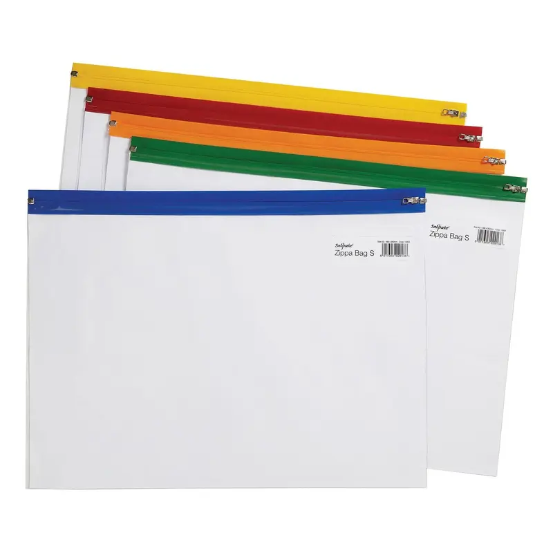 ZIPPER FILE A4 CLEAR-ASSORTED COLOUR