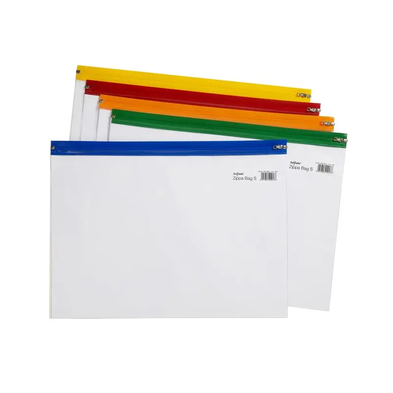ZIPPER FILE A5 CLEAR-12722-ASSORTED COLOUR PACK OF 5 PCS