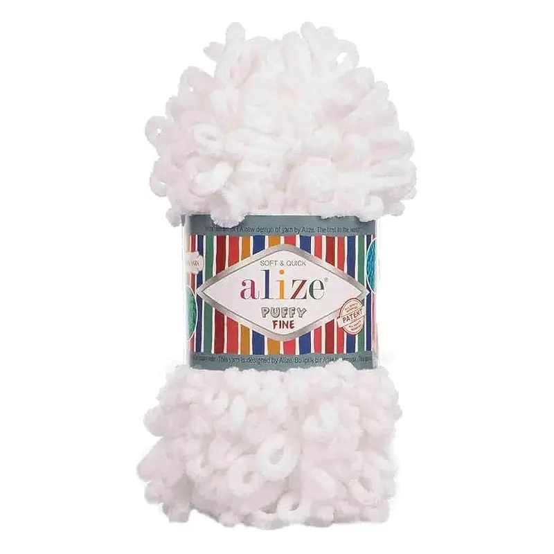 55 MICRO POLY YARN 100G (609010) WHITE-ALIZE/PUFFY FINE