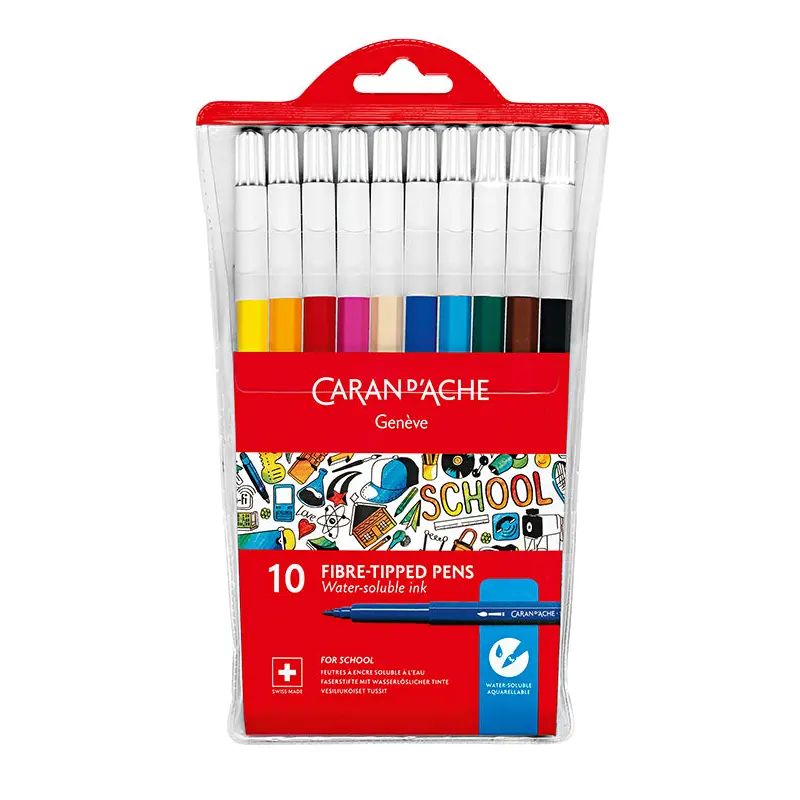 Caran d'Ache-Fibre Pen Water Soluble 10pcs School-285.810