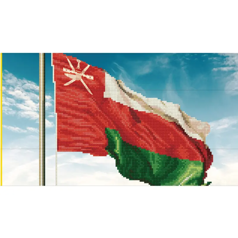 SULTANATE OF OMAN-BLOWING FLAG:45X35CM DIAMOND FACET ART KIT