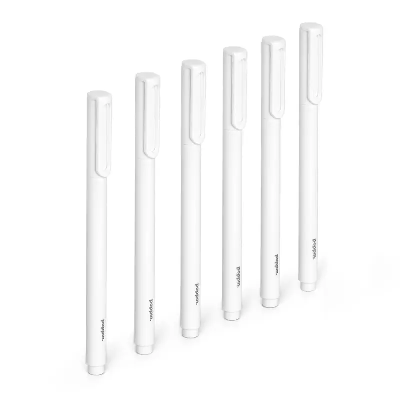 White Signature Ballpoint Pens with Black Ink, Set of 6