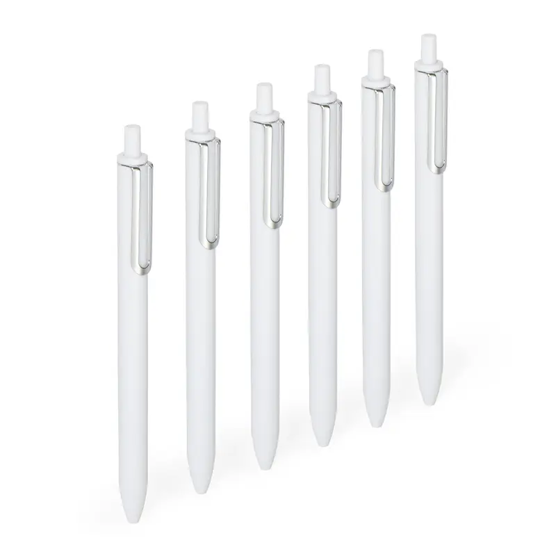 White Retractable Gel Luxe Pens, Set of 12