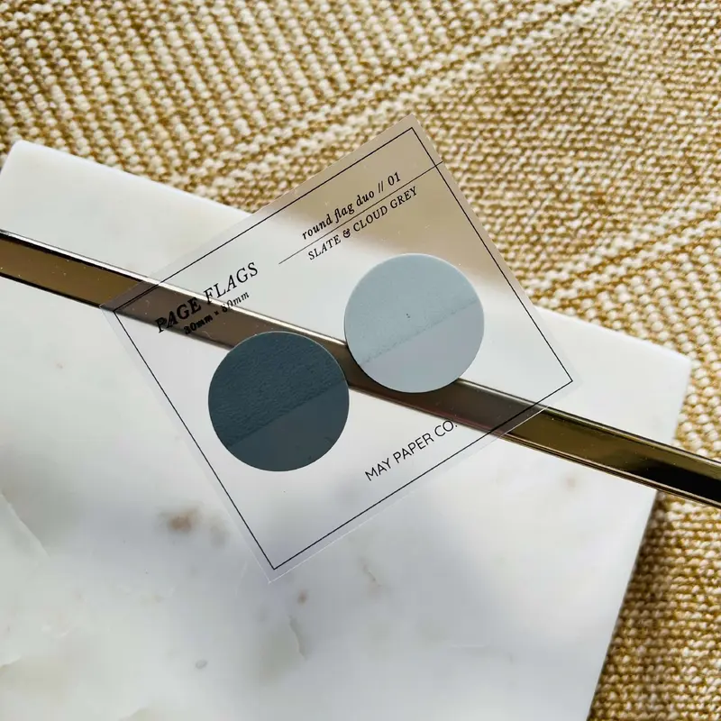 Transparent Round Page Flag Duo | Slate & Cloud Grey