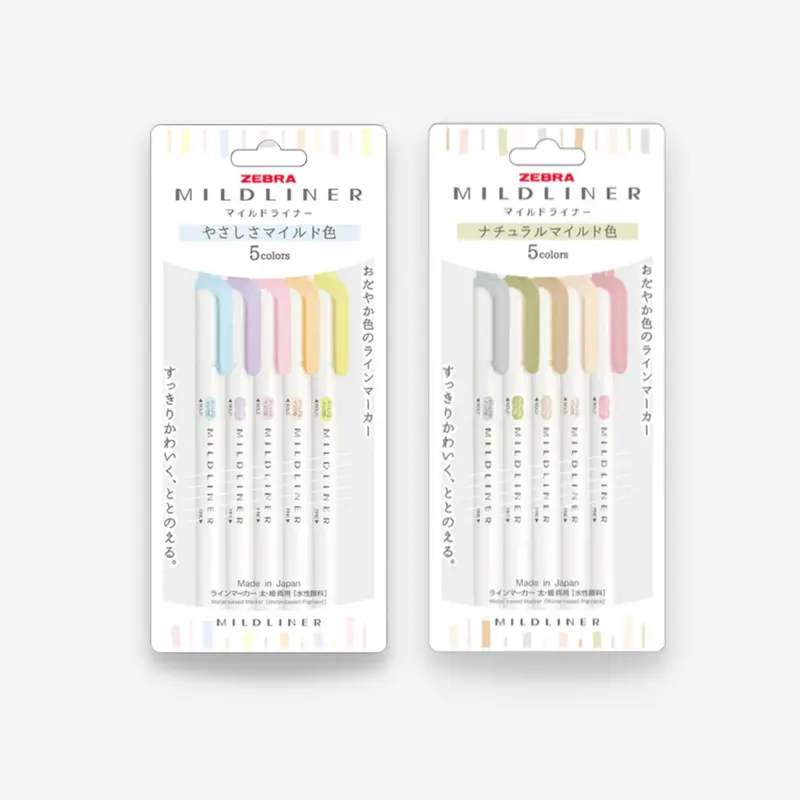 Zebra 2022 Colours Mildliner Dual Tip Highlighter Marker (Set of 5)