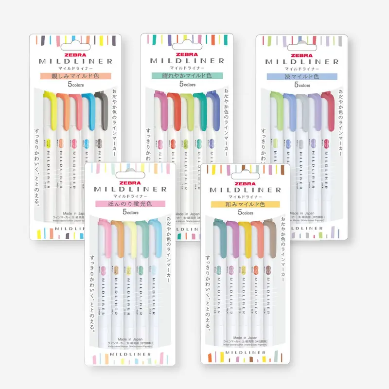 Zebra Mildliner Dual Tip Highlighter Marker (Set of 5)