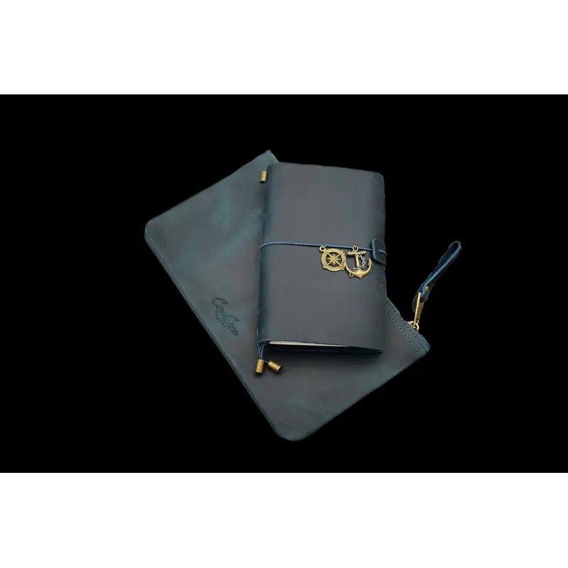 Traveler's Leather Set - Navy Blue